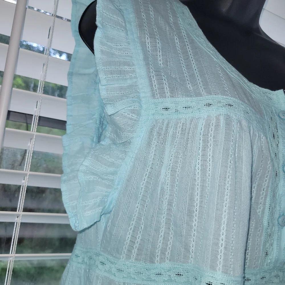 MELISSA ODABASH Size M Light Blue Ruffle Sleeve Dress Sleepwear New